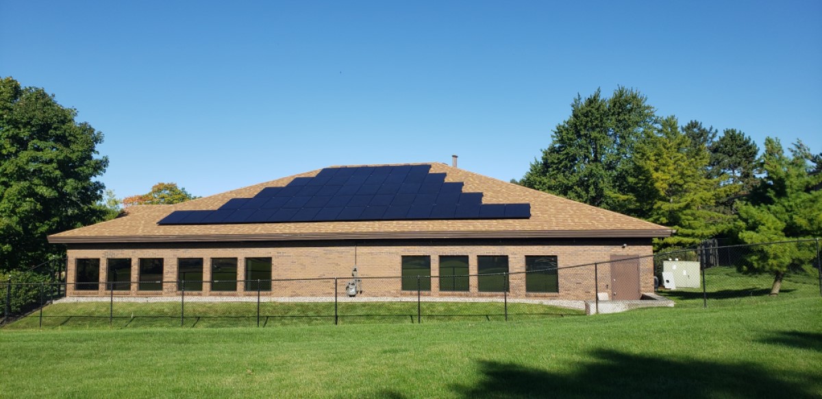 L Squared Building with Solar Panels