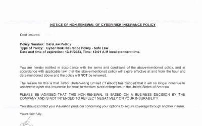 SafeLaw Insurance Program Non-Renewal