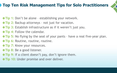 Top Ten Risk Management Tips for Solo Practitioner