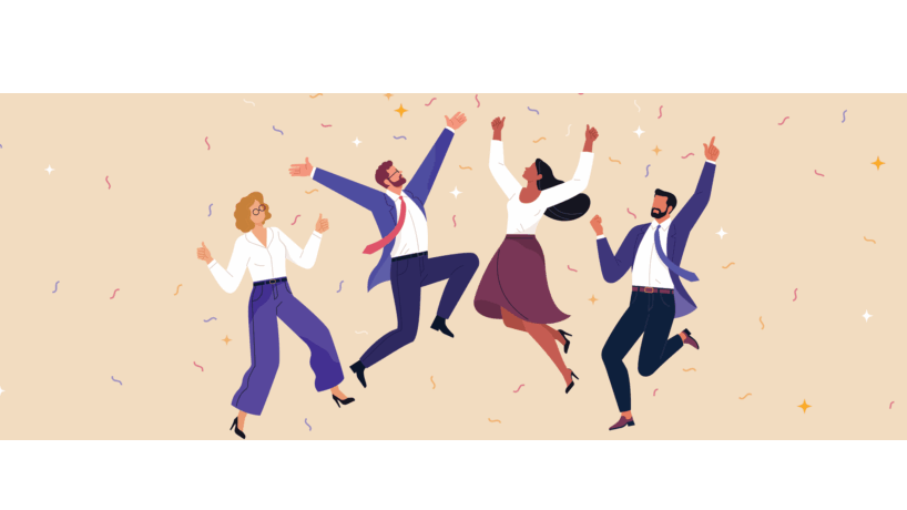 4 People Jumping for Joy