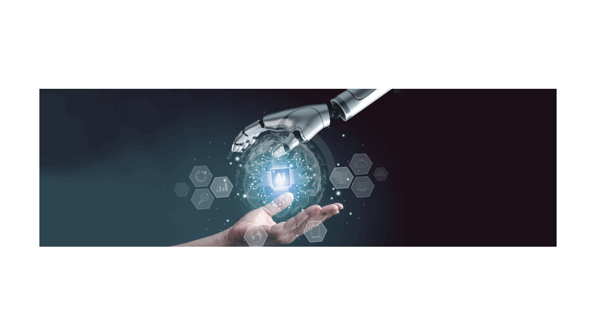 Human Hand & Android Hand working together with AI