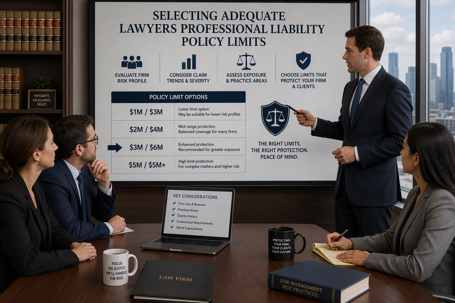 Group of attorneys and insurance agents working together to Select Adequate LPL Policy Limits