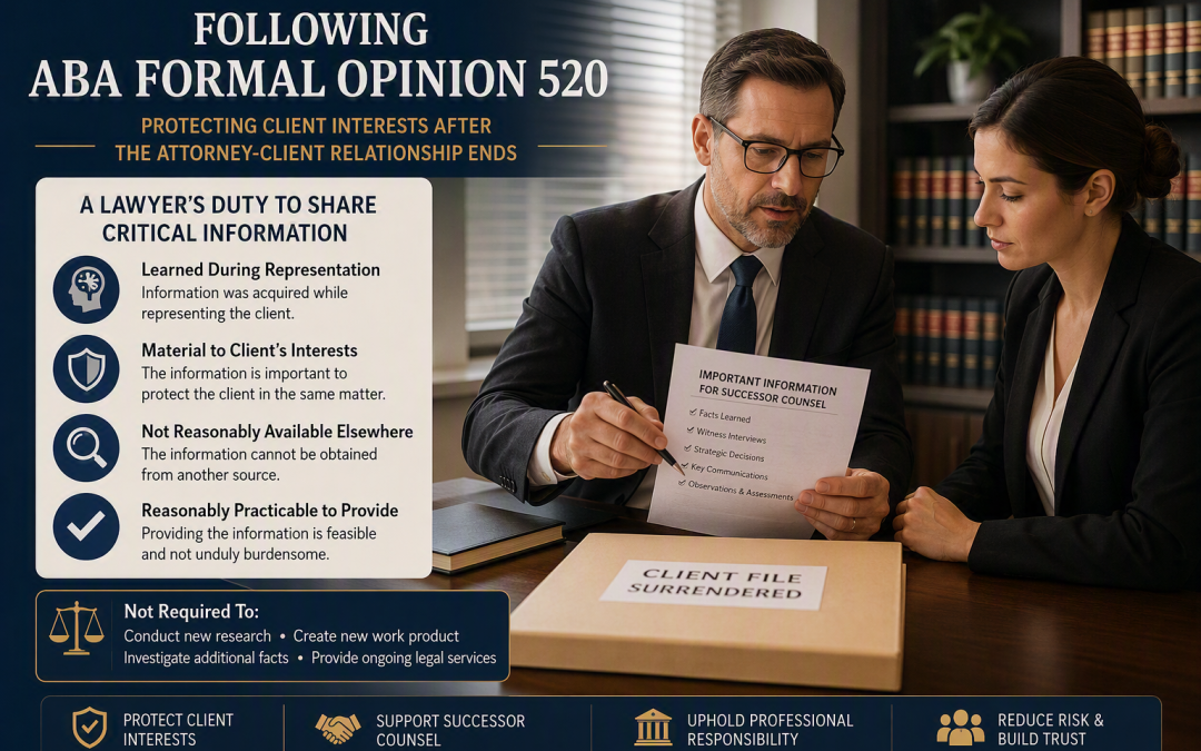 ABA Formal Opinion 520: What Lawyers Must Tell Former Clients After Representation Ends