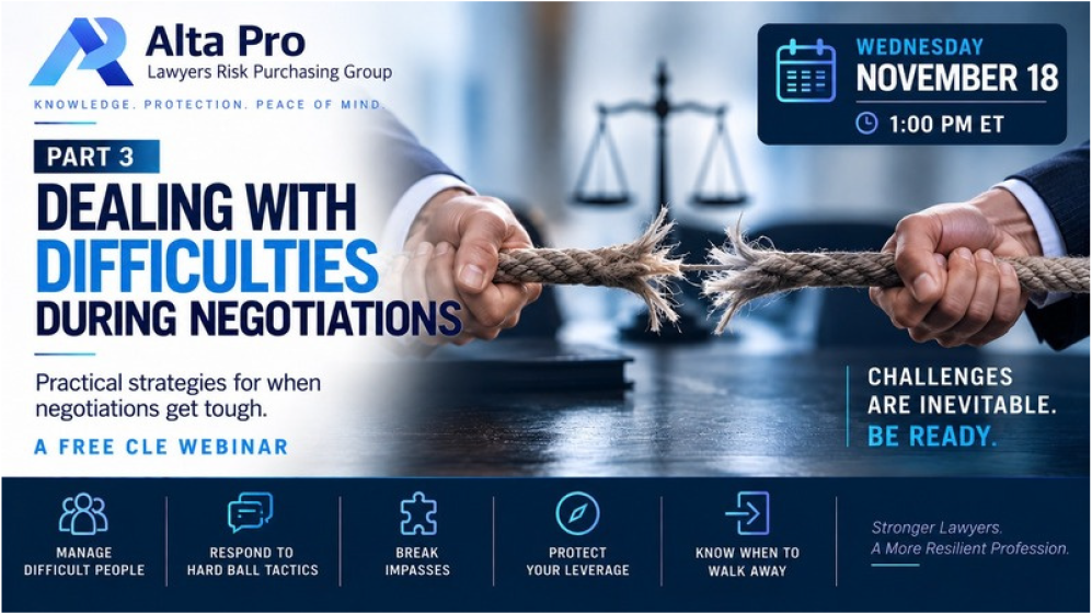 Free CLE Webinar for Lawyers - Advanced Part 3 of our Special CLE Webinar Series Negotiation Theory and Practice Nov 18 1PM ET